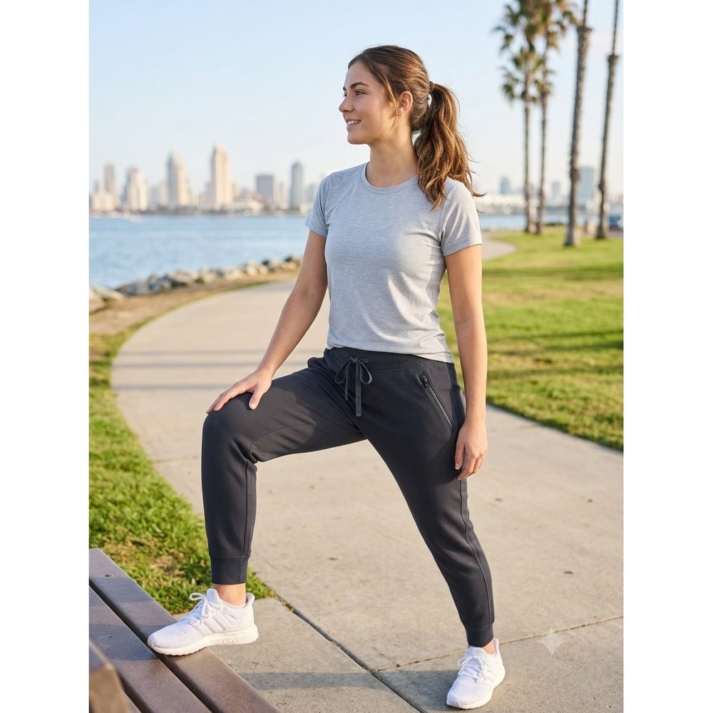Kirkland Performance Jogger Black Heather Slim Tapered Sweatpants Womens Small‎